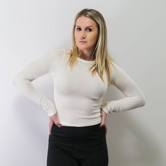 BLX THE LABEL - Cream Long Sleeve Top - Picture 2 of 3